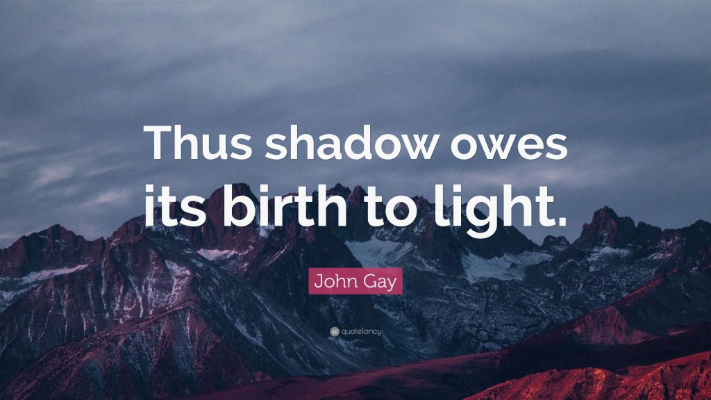 Quote of the Day. blog post by Aspasia S. Bissas, aspasiasbissas.com. "Thus shadow owes its birth to light," quote by John Gay